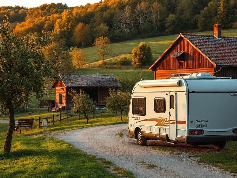 Camper op een boerderij die plaats biedt aan campers